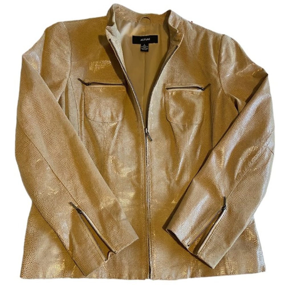 Alfani Metallic Gold Leather Jacket